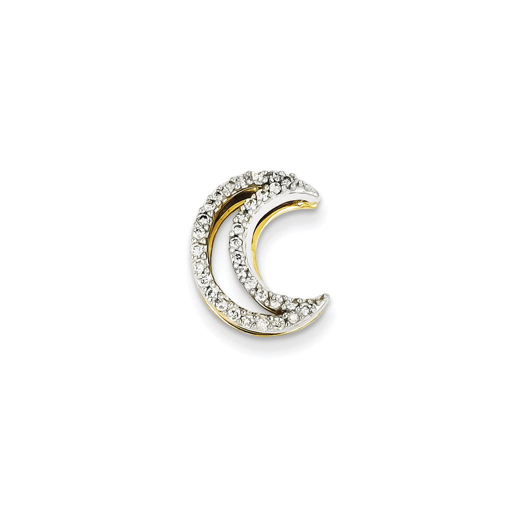 14K Bicolor Gold Echt Diamant Mond Anhänger