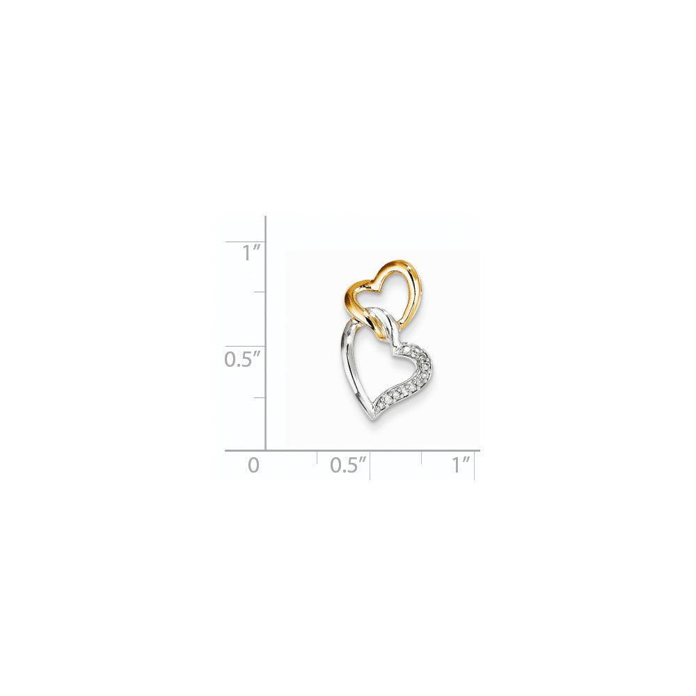 14K Bicolor Gold Echt Diamant Herz Anhänger