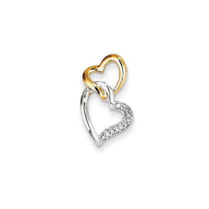 14K Bicolor Gold Echt Diamant Herz Anhänger