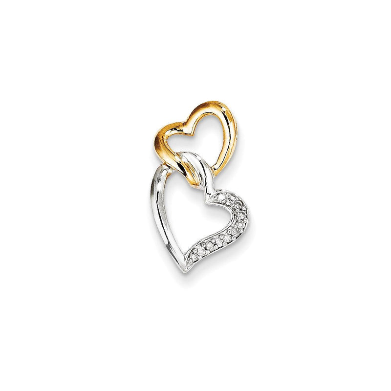 14K Bicolor Gold Echt Diamant Herz Anhänger