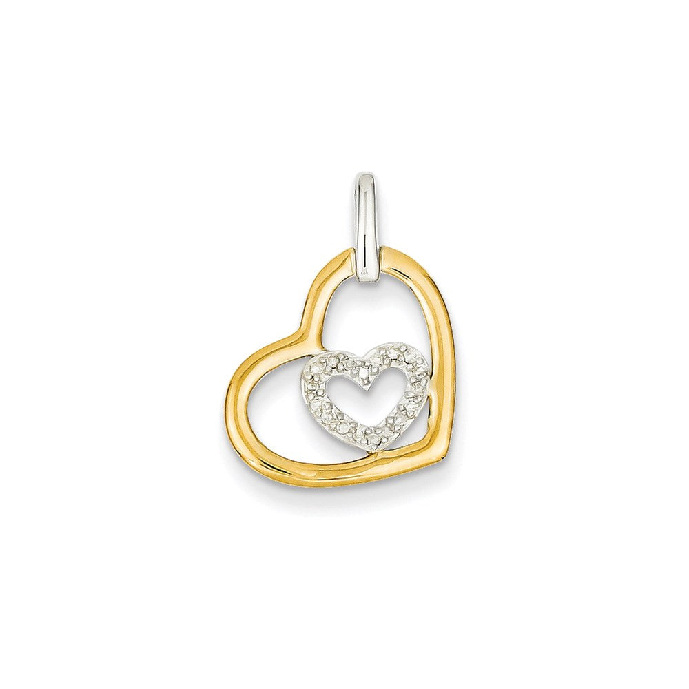14K Bicolor-Gold Anhänger mit echten Diamanten