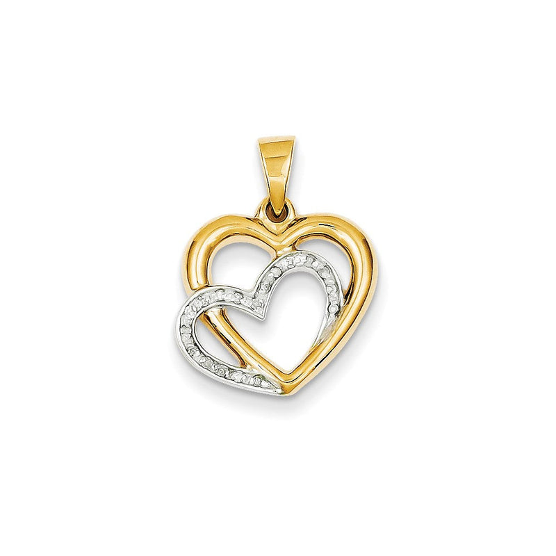 14K Gelbgold Herzanhänger mit echtem Diamant