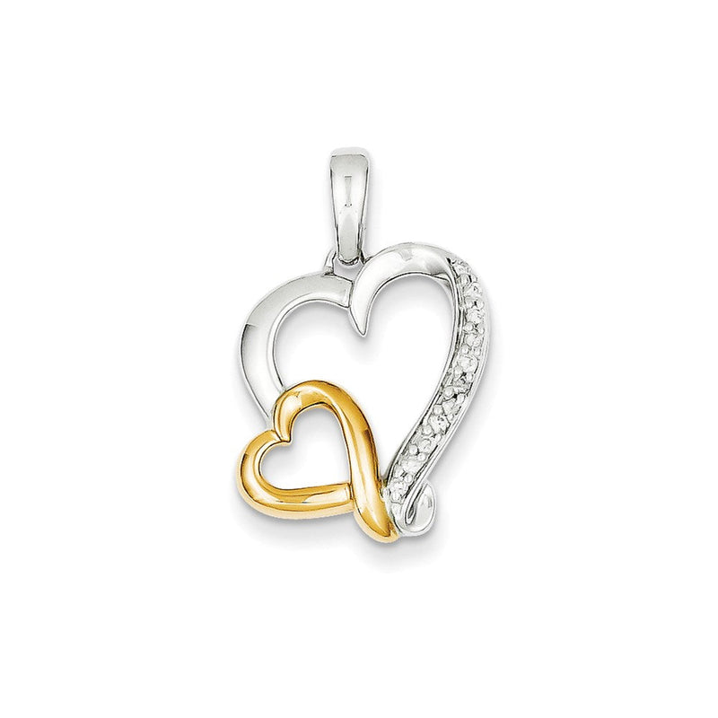 14K Bicolor-Gold Herzanhänger mit echtem Diamant