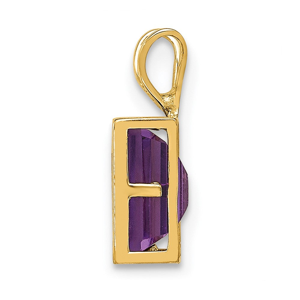 14K Gelbgold Anhänger mit Amethyst im Smaragdschliff, 7x5 mm, Zargenfassung