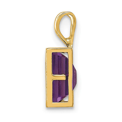 14K Gelbgold Anhänger mit Amethyst im Smaragdschliff, 7x5 mm, Zargenfassung