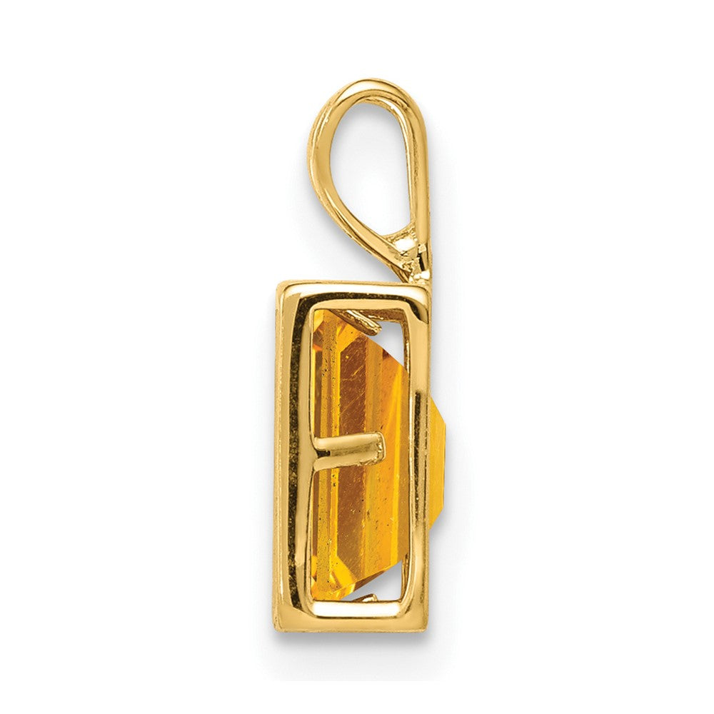 14K Gelbgold Anhänger mit 7x5 mm Citrin im Smaragdschliff in Zargenfassung