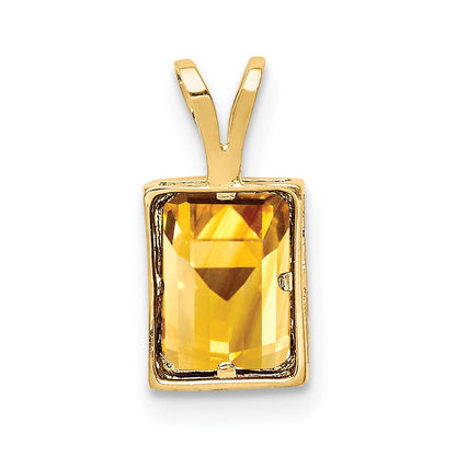 14K Gelbgold Anhänger mit 7x5 mm Citrin im Smaragdschliff in Zargenfassung