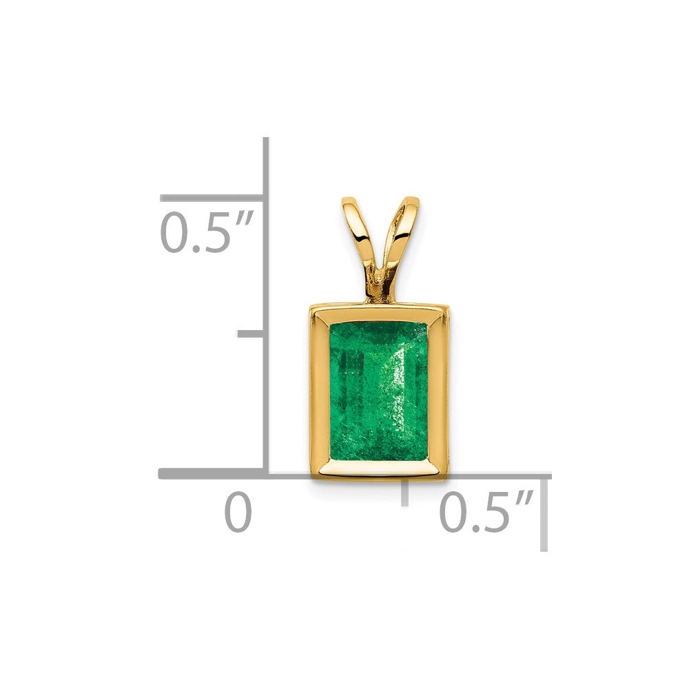 14K Gelbgold Anhänger mit Fassung, 7x5 mm Smaragd im Smaragdschliff