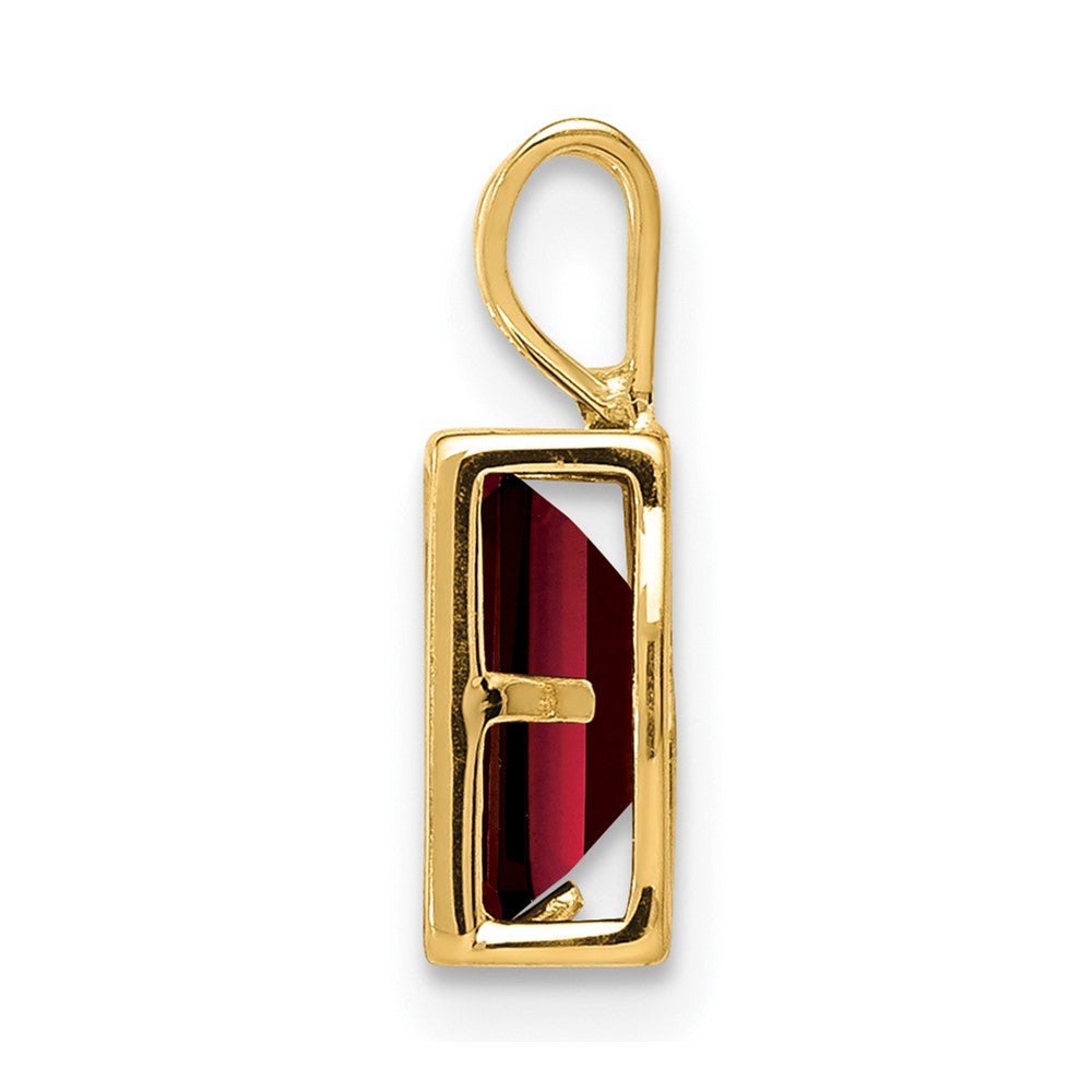 14K Gelbgold Anhänger mit Granat im Smaragdschliff, 7x5mm, Fassung