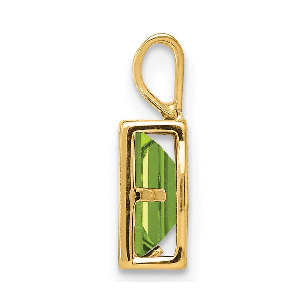 14K Gelbgold Peridot-Anhänger 7x5 mm im Smaragdschliff mit Zargenfassung