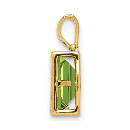 14K Gelbgold Peridot-Anhänger 7x5 mm im Smaragdschliff mit Zargenfassung