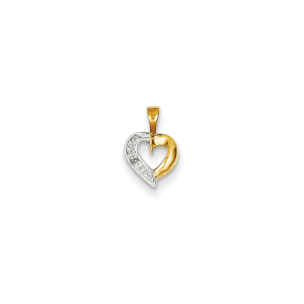 14K Gelbgold Herz-Anhänger mit echtem Diamant