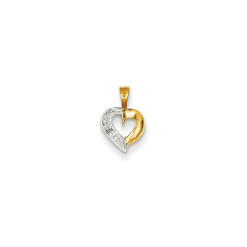 14K Gelbgold Herz-Anhänger mit echtem Diamant