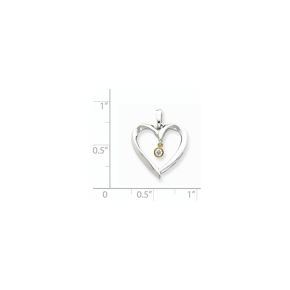 14K Bicolor Gold Herz-Anhänger mit echten Diamanten