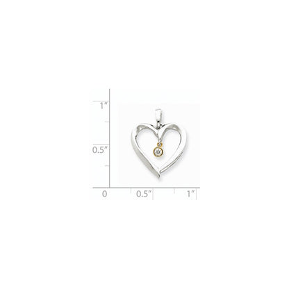 14K Bicolor Gold Herz-Anhänger mit echten Diamanten