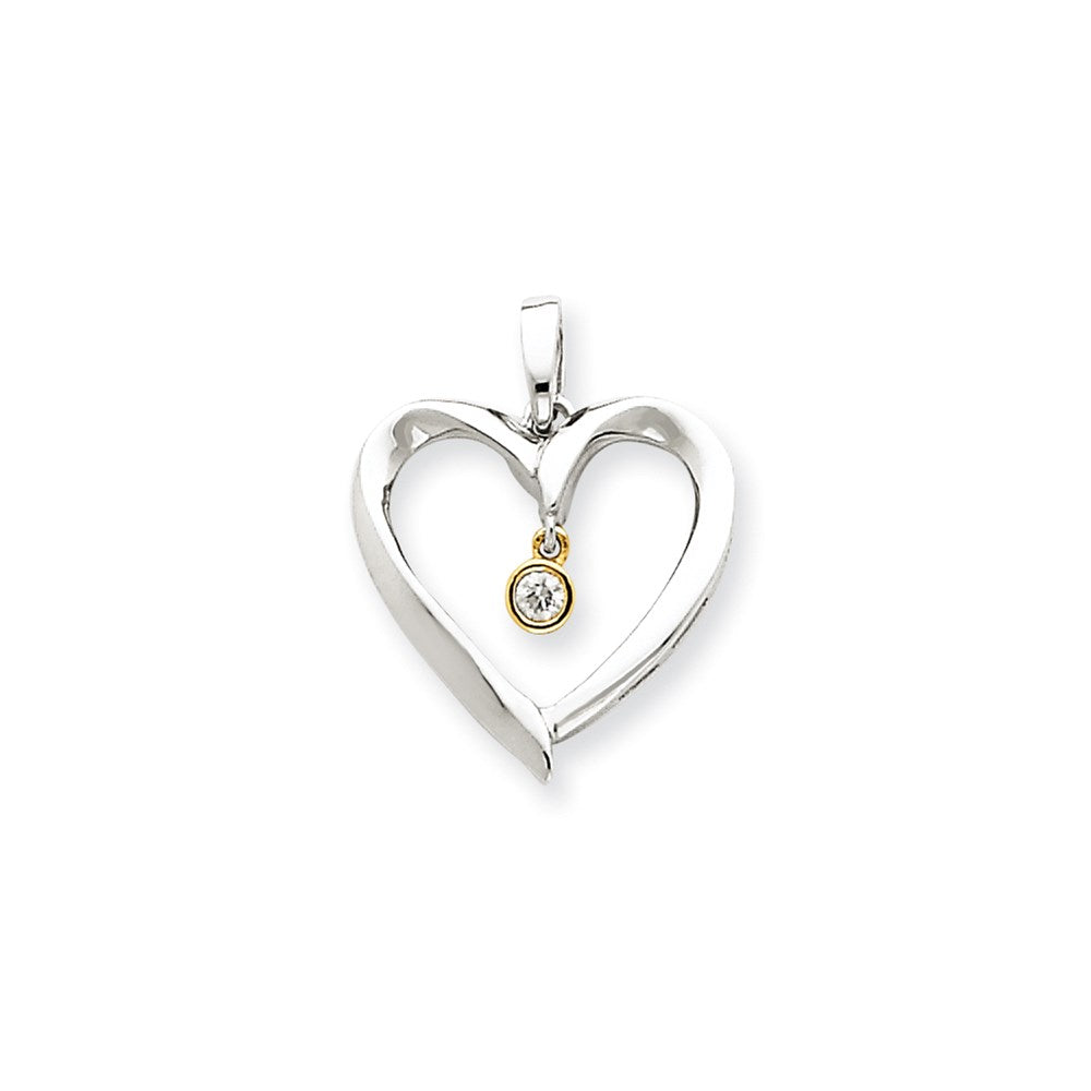 14K Bicolor Gold Herz-Anhänger mit echten Diamanten