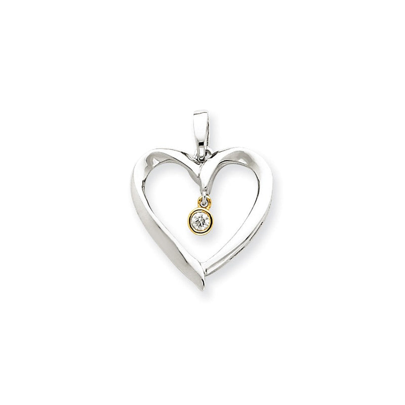 14K Bicolor Gold Herz-Anhänger mit echten Diamanten