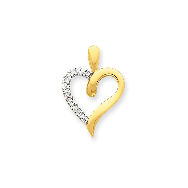 14K Gelbgold Herz-Anhänger mit echten Diamanten