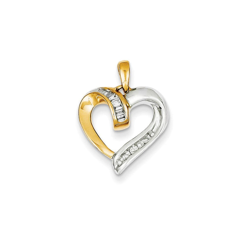 14K Bicolor-Gold Diamant-Herz-Anhänger