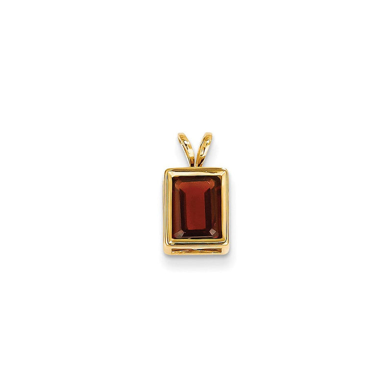 14K Gelbgold Anhänger mit Granat im Smaragdschliff, 8x6mm, Zargenfassung