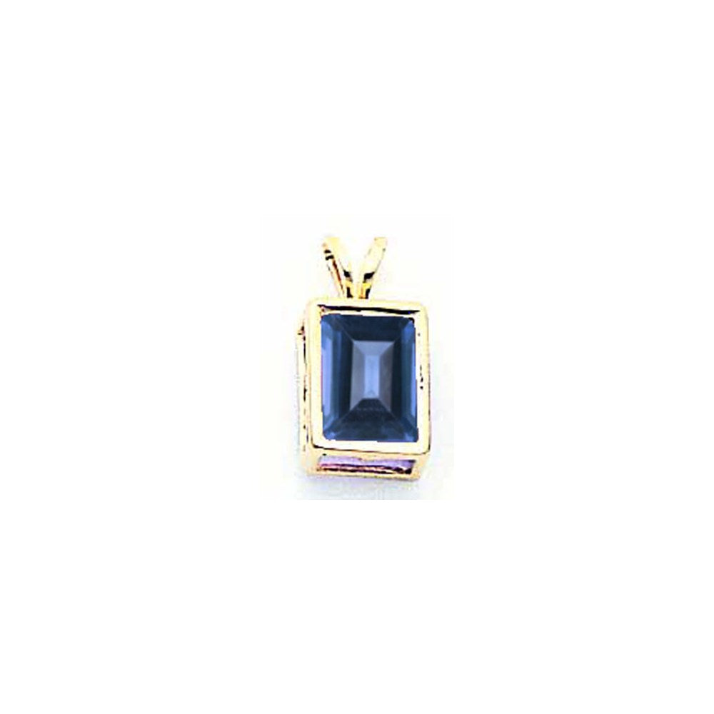 14K Gelbgold Anhänger mit Saphir im Smaragdschliff, 8x6 mm, in Zargenfassung