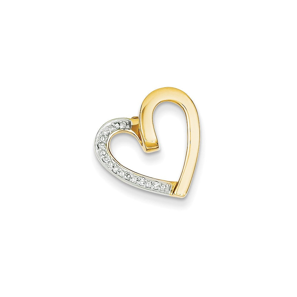 14K Gelbgold und Rhodium Echt Diamant Herz Kette Anhänger