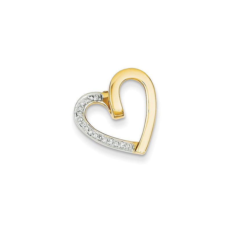 14K Gelbgold und Rhodium Echt Diamant Herz Kette Anhänger