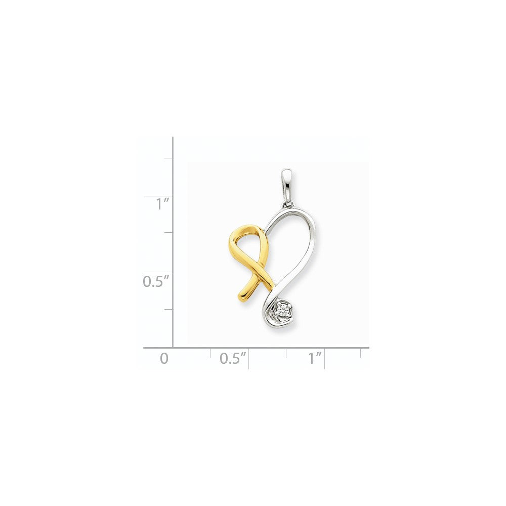 14K Bicolor-Gold Herz-Anhänger mit echten Diamanten
