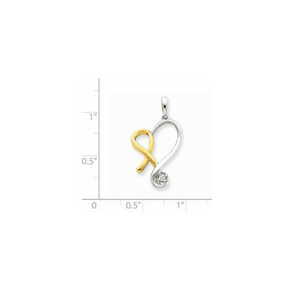 14K Bicolor-Gold Herz-Anhänger mit echten Diamanten