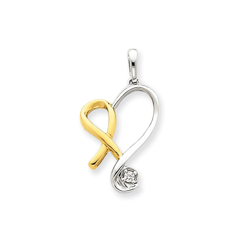 14K Bicolor-Gold Herz-Anhänger mit echten Diamanten