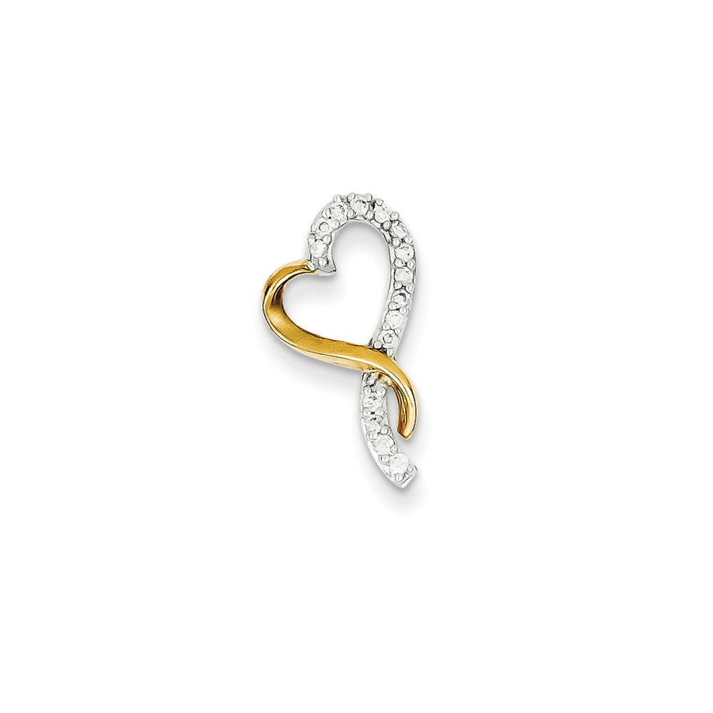 14K Bicolor Gold Echt Diamant Herz Kette Anhänger