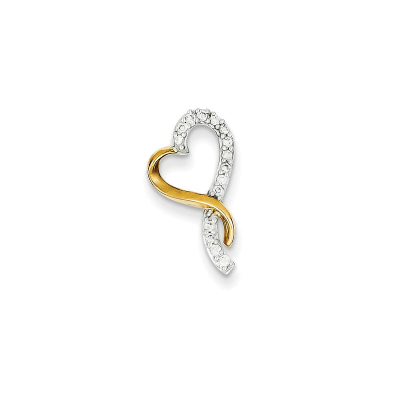 14K Bicolor Gold Echt Diamant Herz Kette Anhänger