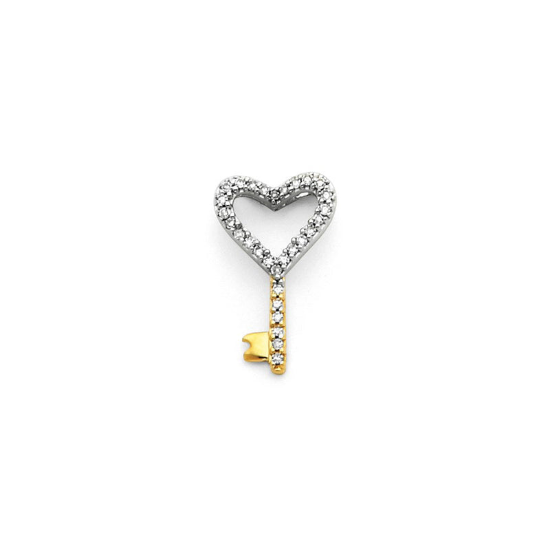 14K Gelbgold & Rhodiniert Echter Diamant-Anhänger
