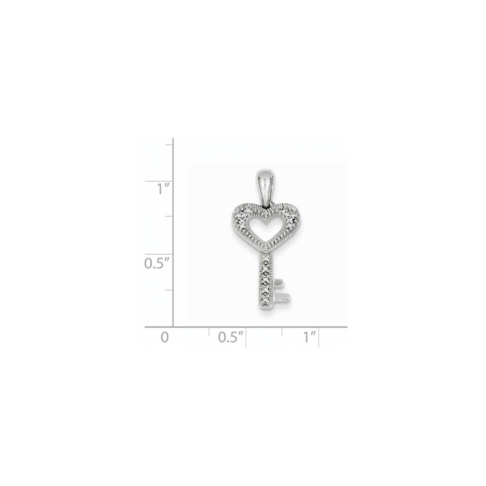 14K Weißgold Herz-Schlüssel-Anhänger mit echten Diamanten