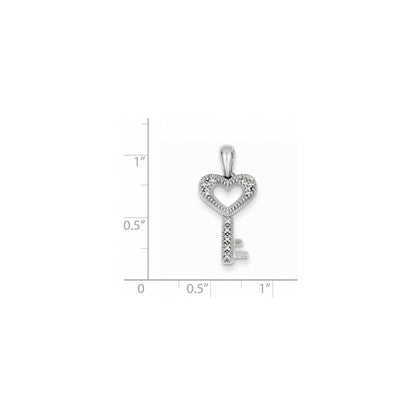14K Weißgold Herz-Schlüssel-Anhänger mit echten Diamanten