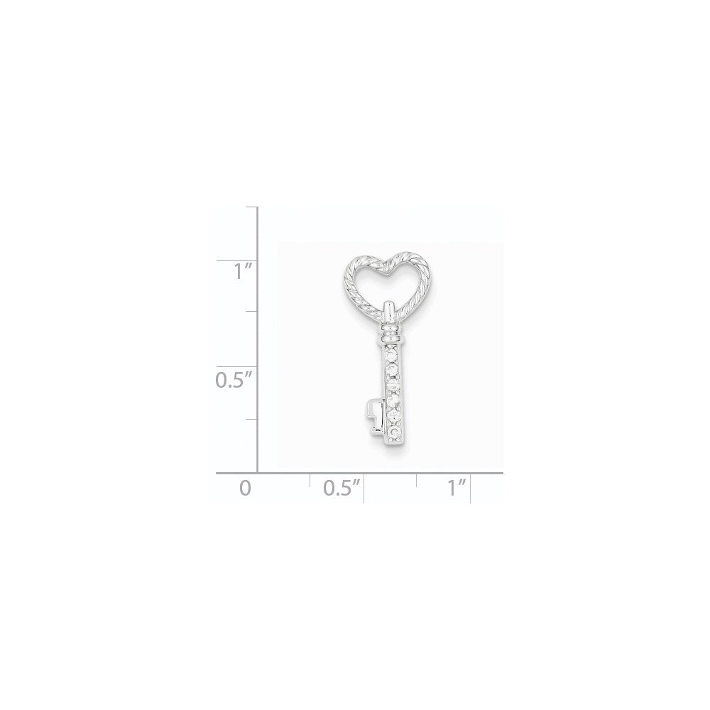 14K Weißgold Echt Diamant Key Kette Anhänger