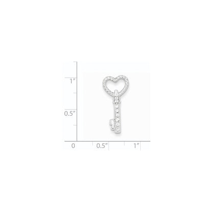 14K Weißgold Echt Diamant Key Kette Anhänger