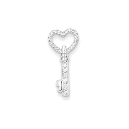 14K Weißgold Echt Diamant Key Kette Anhänger
