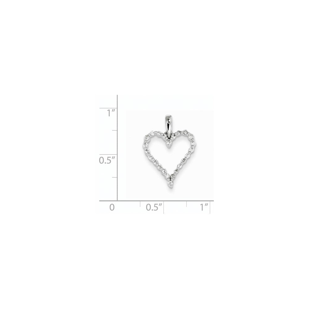 14K Weißgold Herzanhänger mit echten Diamanten