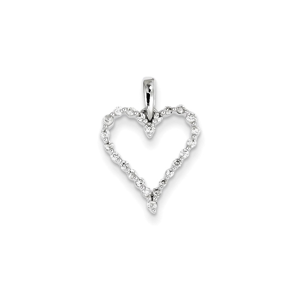 14K Weißgold Herzanhänger mit echten Diamanten