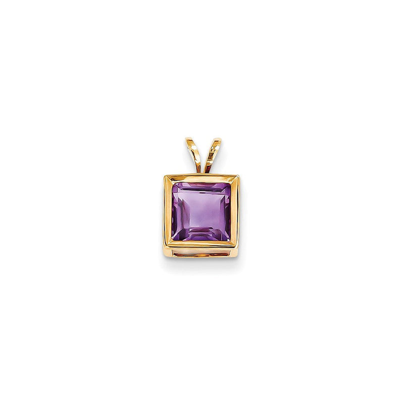 14K Gelbgold Amethyst-Anhänger mit Zargenfassung, 7 mm