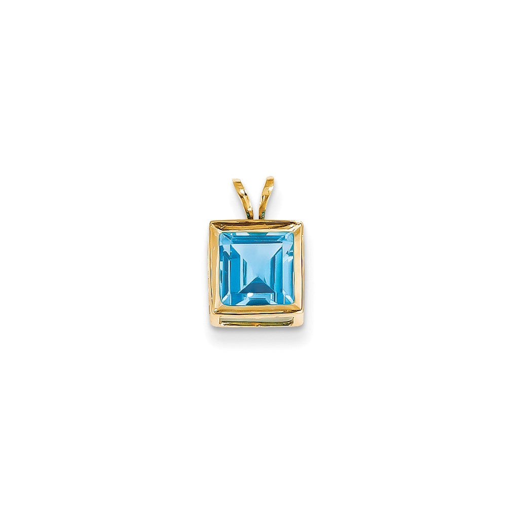 14K Gelbgold Blautopas Zargenanhänger