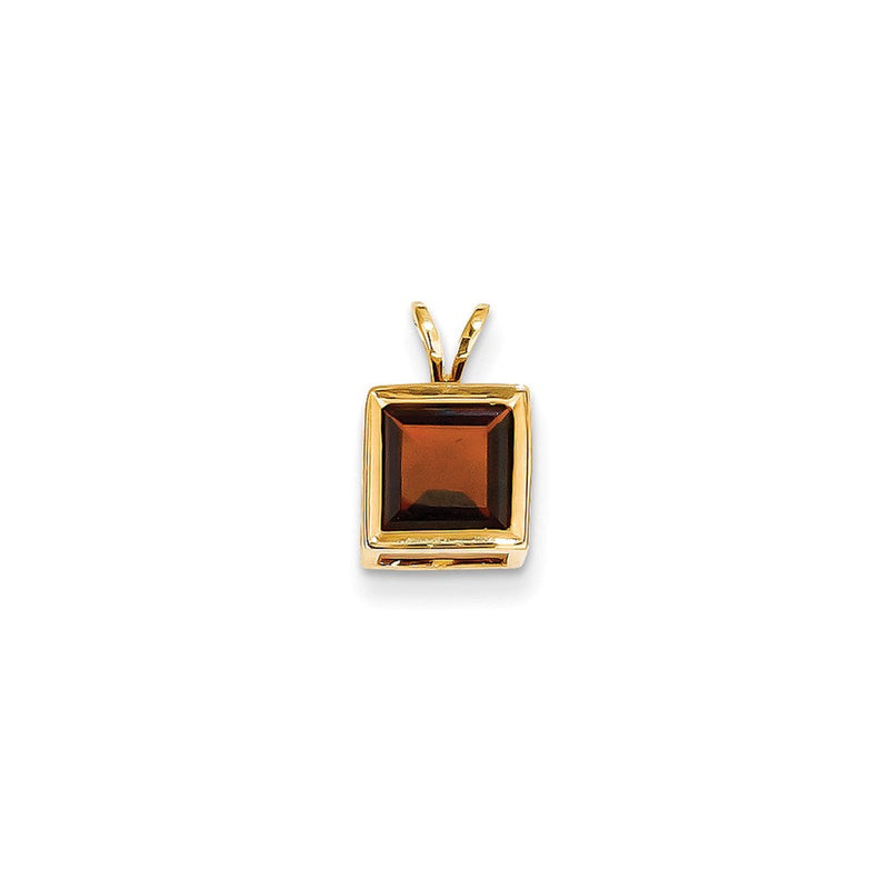 14K Gelbgold Granat-Anhänger mit Zargenfassung, 7 mm