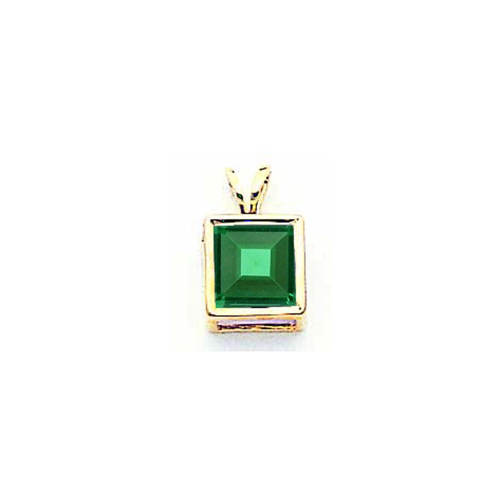 14K Gelbgold 7mm Princessschliff Mount-St.-Helens-Anhänger mit Zargenfassung