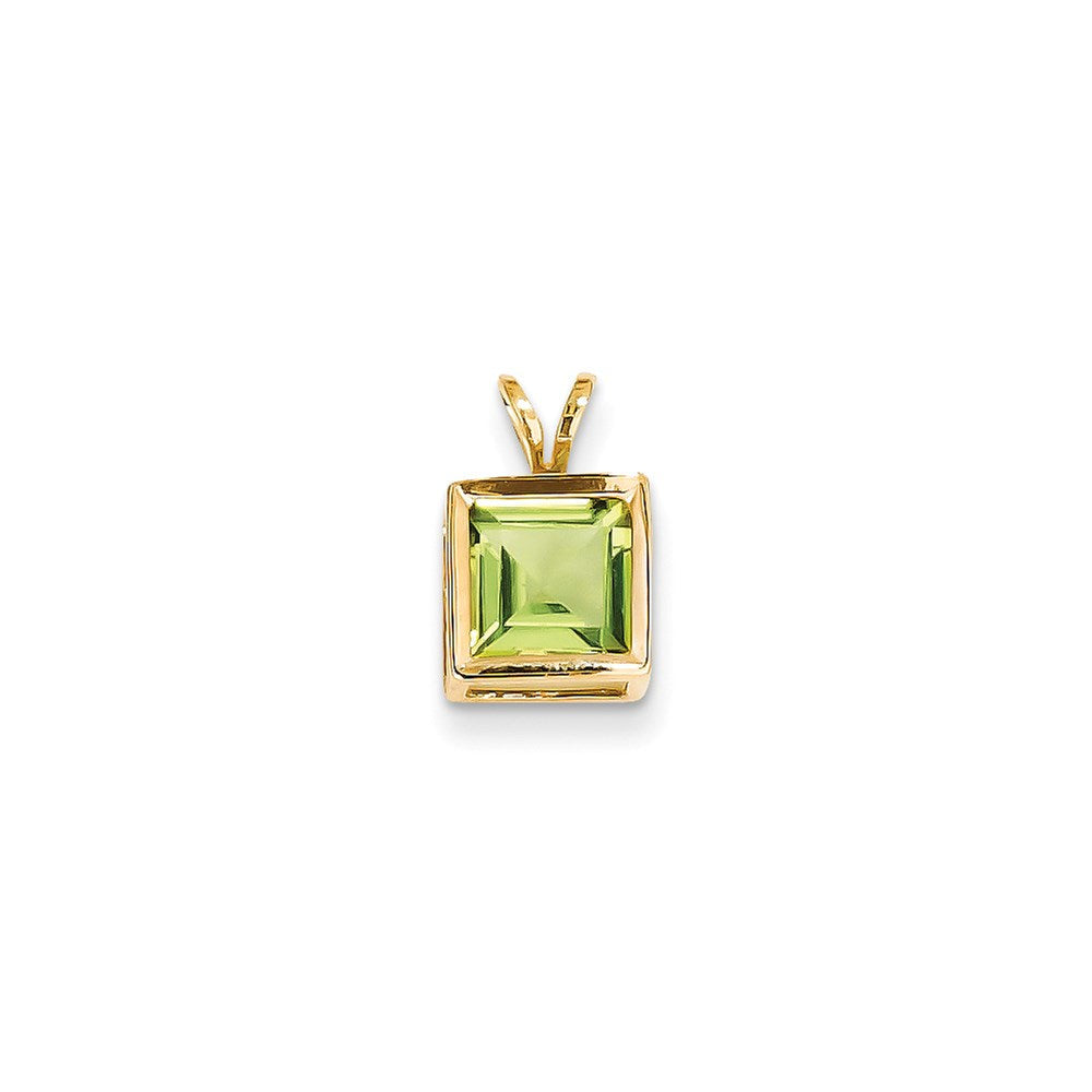 14K Gelbgold Peridot-Anhänger mit Zargenfassung