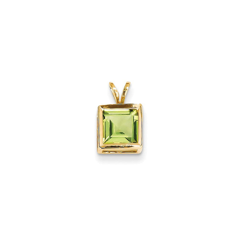 14K Gelbgold Peridot-Anhänger mit Zargenfassung