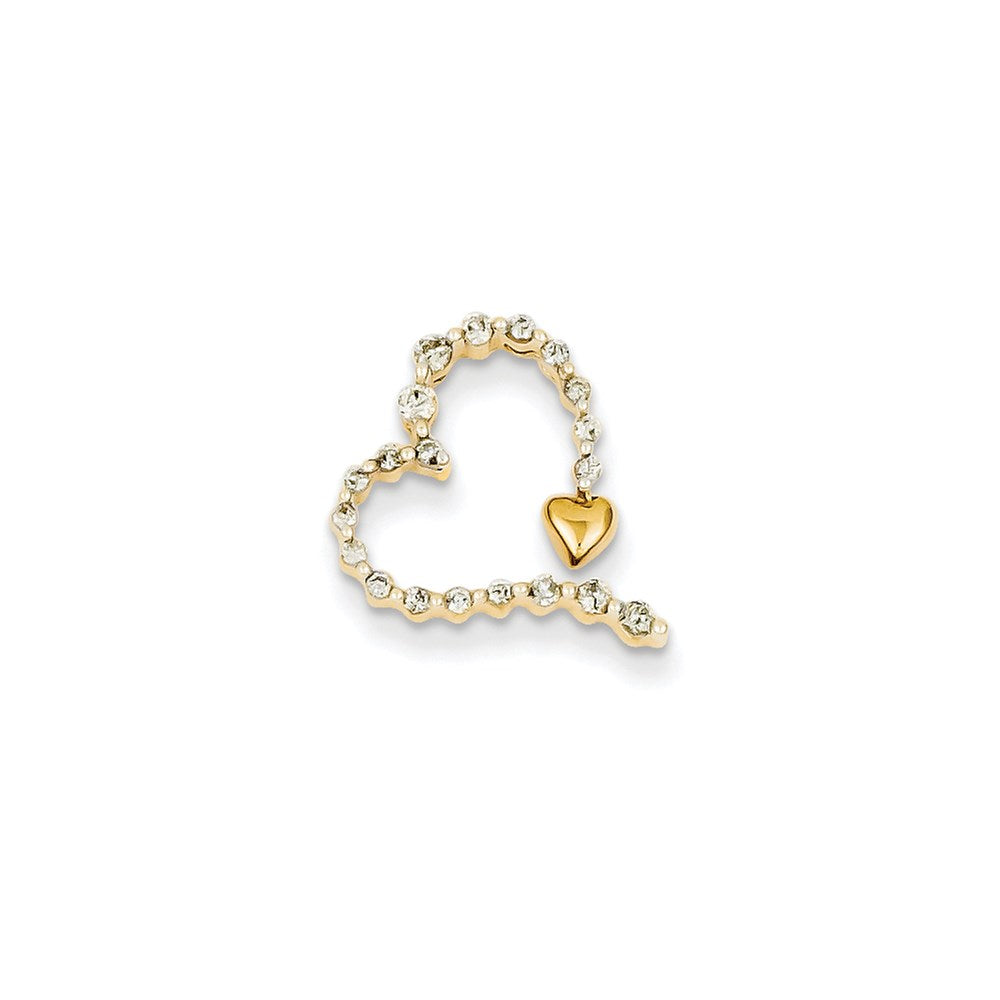 14K Gelbgold Echt Diamant Herz Anhänger