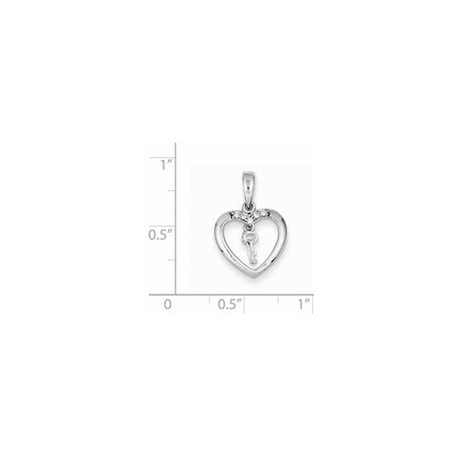 14K Weißgold Herz-Schlüssel-Anhänger mit echten Diamanten
