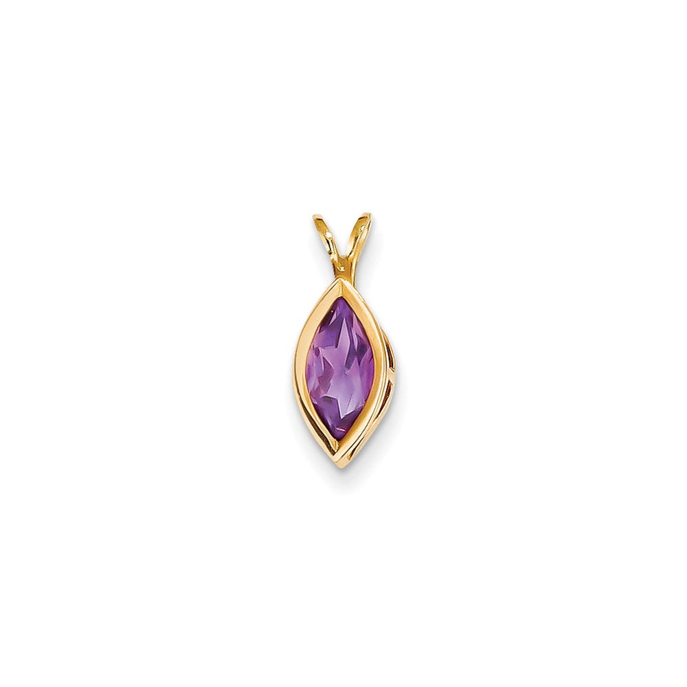 14K Gelbgold Anhänger mit 10x5 mm Marquise-Amethyst in Zargenfassung