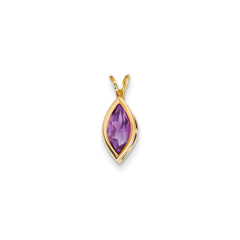 14K Gelbgold Anhänger mit 10x5 mm Marquise-Amethyst in Zargenfassung